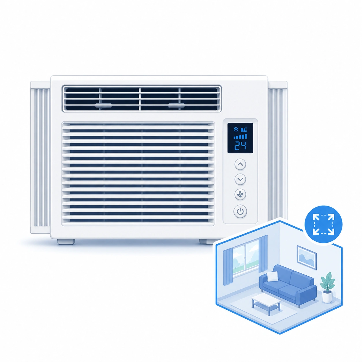 Medium 8000 to 10000 BTU air conditioner for rooms up to 250 sq ft