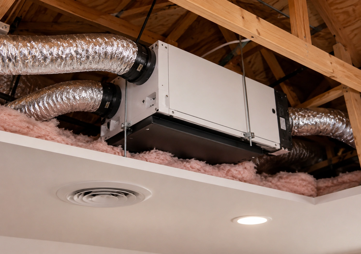 Ducted mini-split system with concealed ceiling ductwork and vents