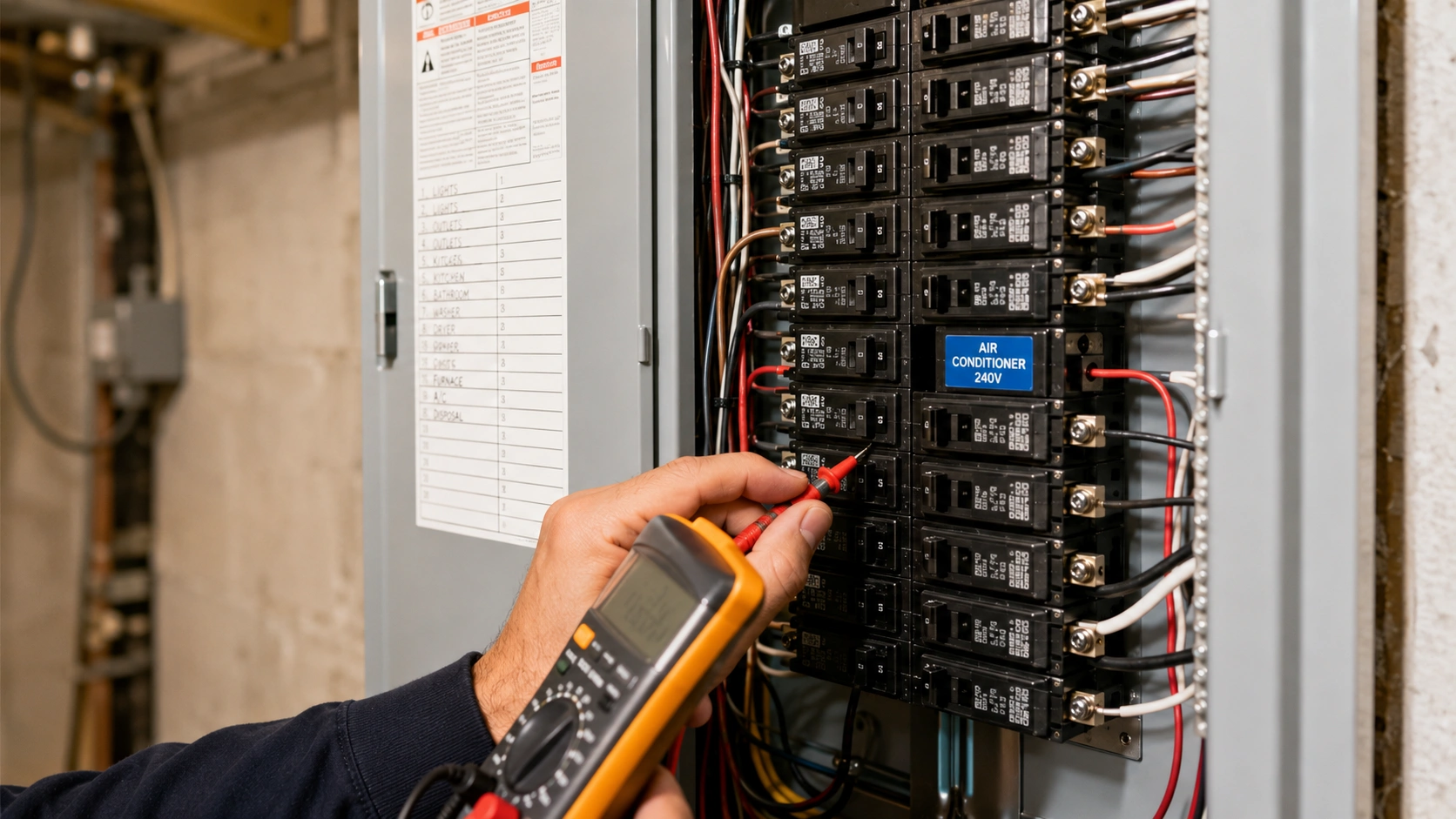 Checking home electrical panel for AC installation breaker and wire capacity