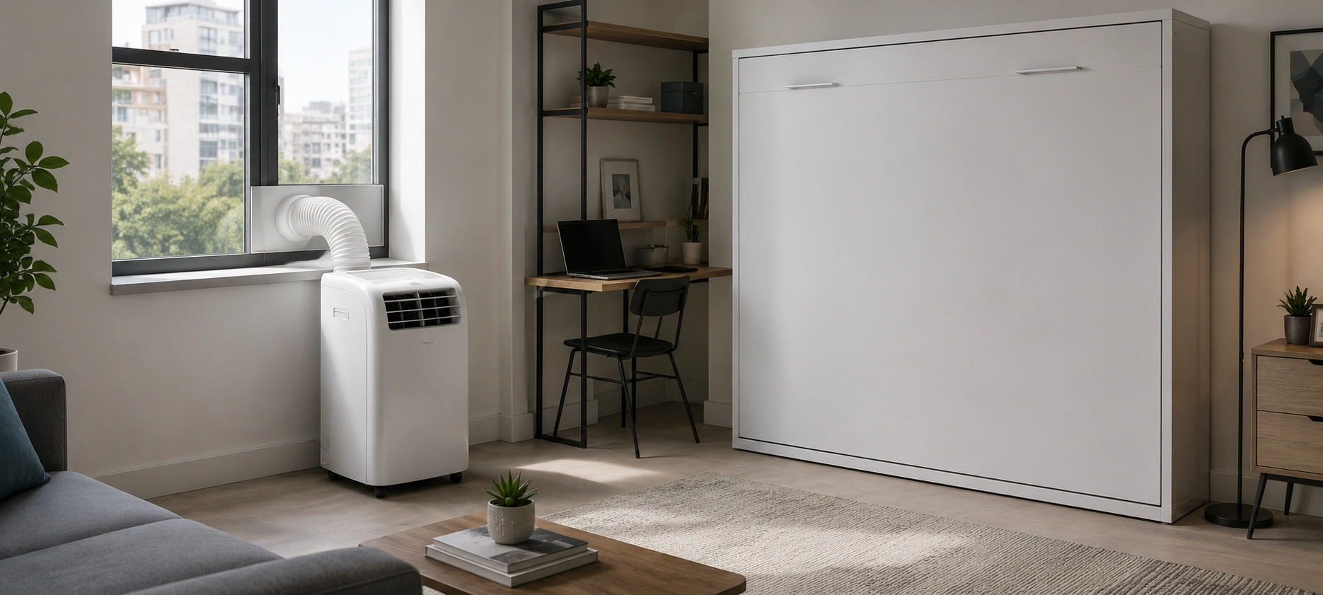 Air conditioner setup for small apartment or studio