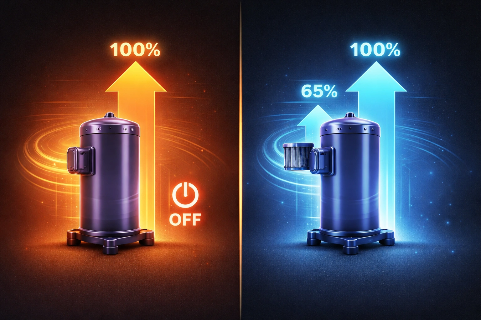 Comparison of single stage and two stage air conditioner compressor operation