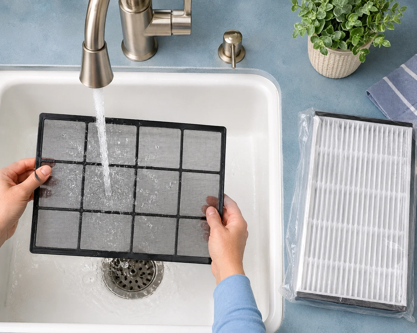 Step by step guide to cleaning a reusable AC air filter